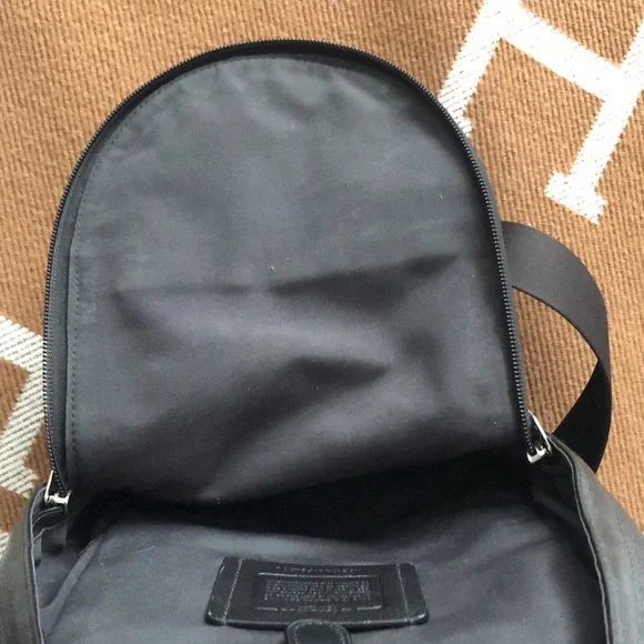 Coach Black Leather and Mesh Metropolitan Sling Backpack